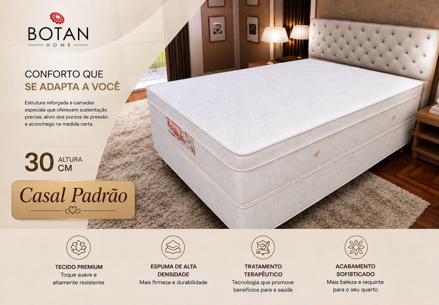 Colchão Magnético Terapêutico Casal Padrão 1.38 x 1.88