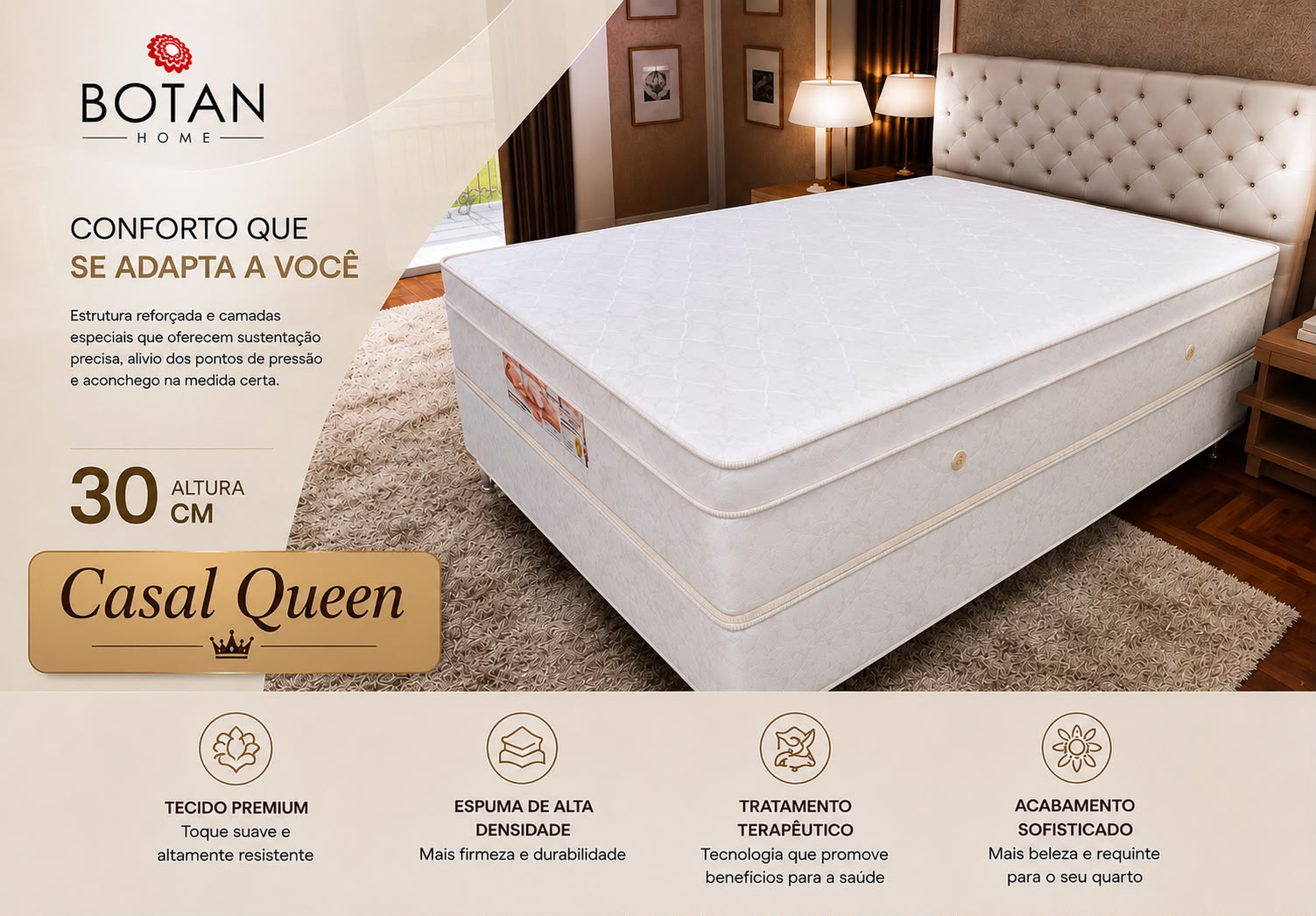 Colchão Magnético Terapêutico Casal Queen 1.58 x 1.98